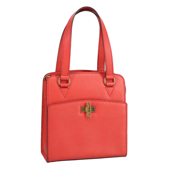 CELINE Hand Bag Leather Orange Gold Auth 97815 - Picture 2 of 16